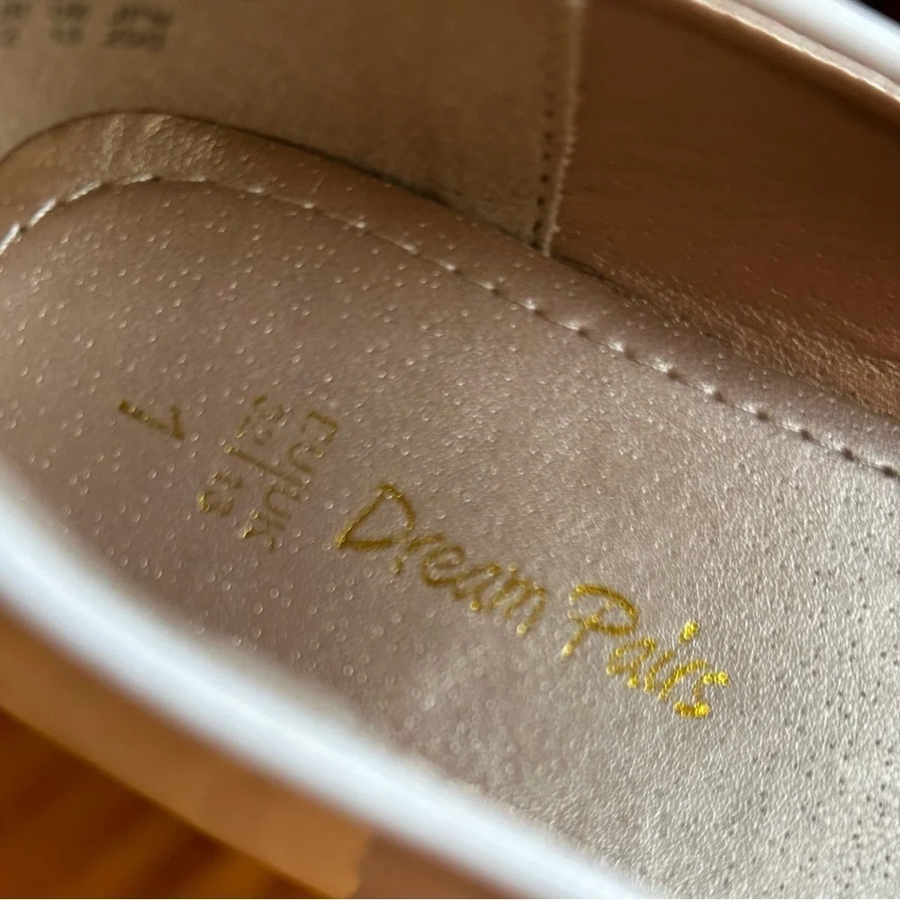 DREAM PAIRS White Kids Dress Shoes with Pearl Strap
